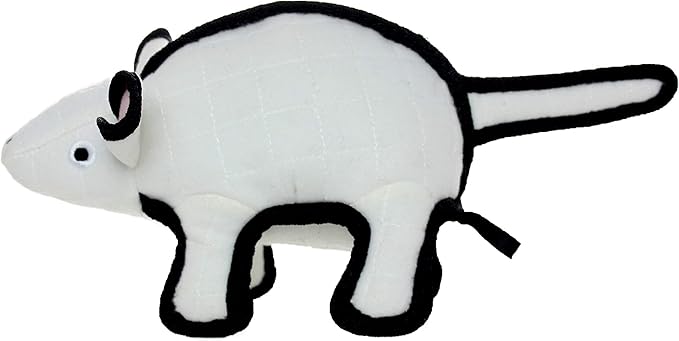 TUFFY - World's Tuffest Soft Dog Toy -Barnyard- Multiple Layers. Made Durable, Strong & Tough. Interactive Play (Tug, Toss & Fetch). Machine Washable & Floats. (White Mouse, Large 2 Pack)