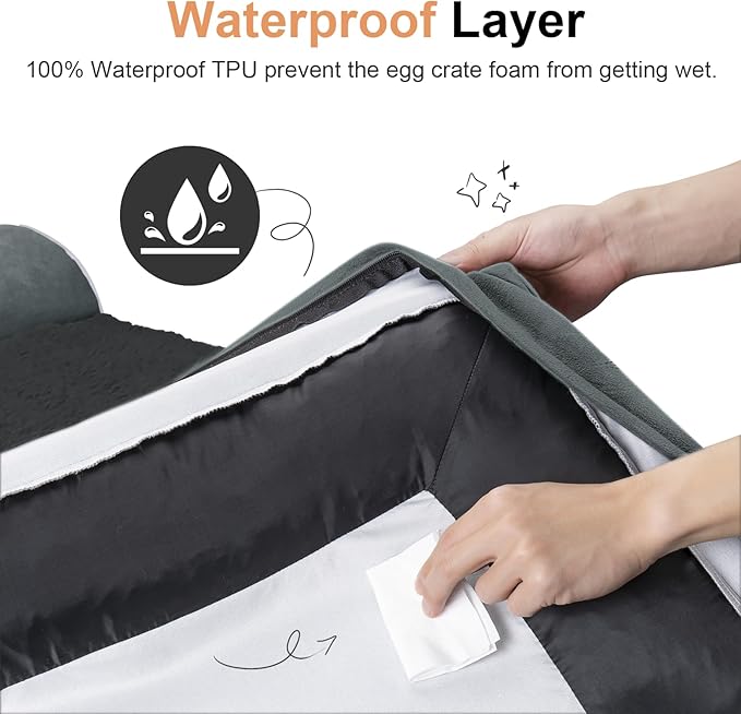 Large Dog Bed Orthopedic Washable: Beds Bolster XL Bed Large Big Dogs Memory Foam Couch Sofa Waterproof with Removable Cover - Dark Grey