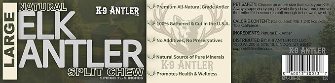 Elk Antlers for Dogs – Large Split (7.5-9 Inch), Irresistible Chew, USA Sourced, Naturally Shed & Ethically Harvested