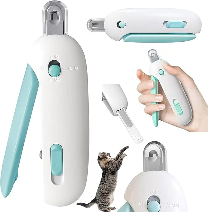 Pets Nail Clippers and Trimmers for Indoor Cats & Small Animals, Safety Lock and Nail File, Nail Trimmer & Claw Scissors for Home Grooming - Professional Grooming Tool for Pets (Blue)