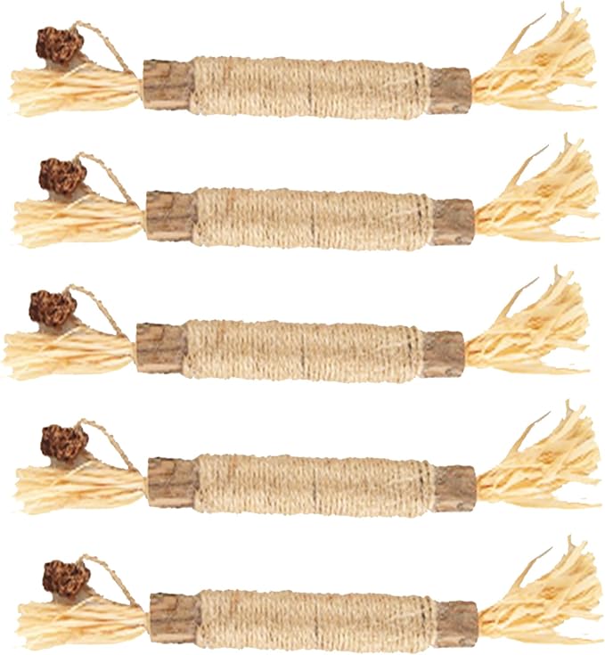 SunGrow Silvervine Sticks with Gall Fruit for Cats, Delicious Pet Snack for Kittens, Rabbits, Dogs, Oral Care Companion, Teething Chews, Chewing Treats with Bell, 7.7” (h) x 0.8 “(w), 5 Pieces