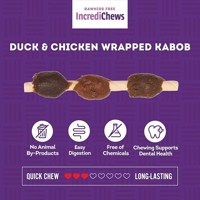 IncrediChews Kabobs w/Duck & Chicken Meat Wrap Dog Chew Treats - 6 Count/1 Pack
