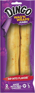 Dingo Wag'n Wraps Jumbo Rawhide for Large Dogs, 2-Count