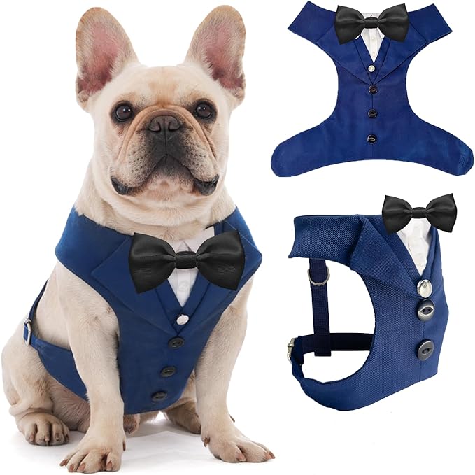 AVERYDAY Dog Tuxedo for Wedding Outfit, Dog Suit and Tie Costumes for Birthday, Halloween, Cosplay, Christmas Party, Pet Formal Wear with Bowtie, Tux for Medium Large Dogs, Bulldog, Labrador, Husky
