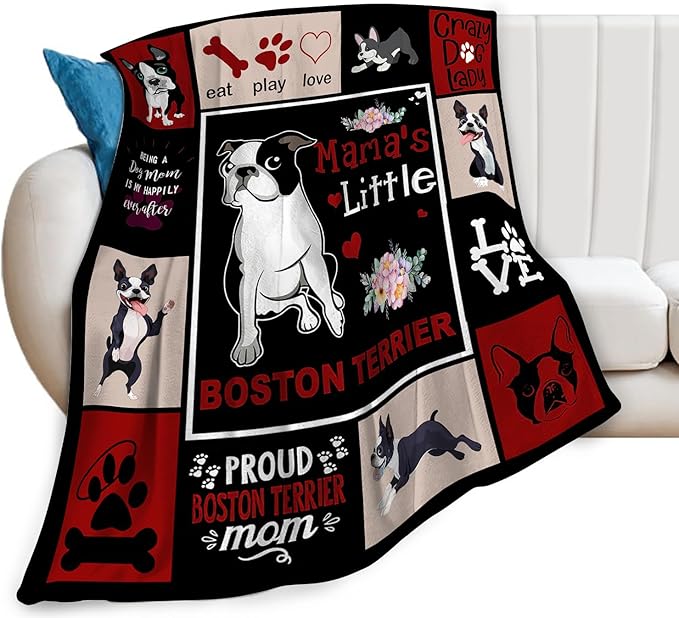 Boston Terrier Blanket Boston Terrier Gifts Throw Blankets Fleece Flannel Blanket Plush Lightweight Blanket Dog Stuff Gift for Couch Sofa Bed for Women Girls 50"X40"