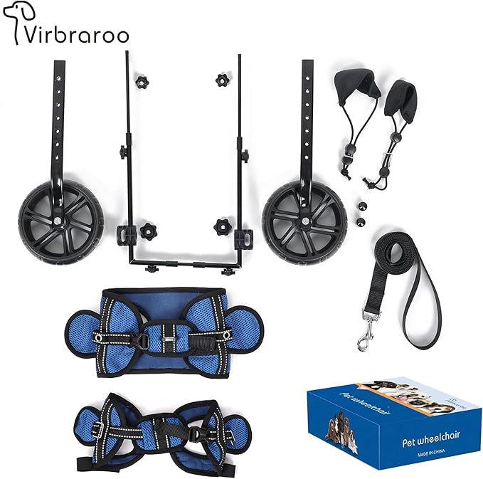 Dog Wheelchair for Back Legs with Upgraded All-Terrain Tires & Durable Bearings, Adjustable Dog Wheelchair, Reflective Safety Design for Disabled or Injured Small Dogs