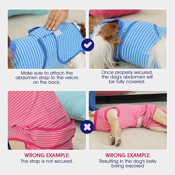 FUAMEY Recovery Suit for Dogs After Surgery,Soft Breathable Dog Bodysuit E-Collar & Cone Alternative Surgical Suit,Male Female Dog Neuter Spay Suits Anti Licking Wounds Onesie Blue Yellow Stripes S