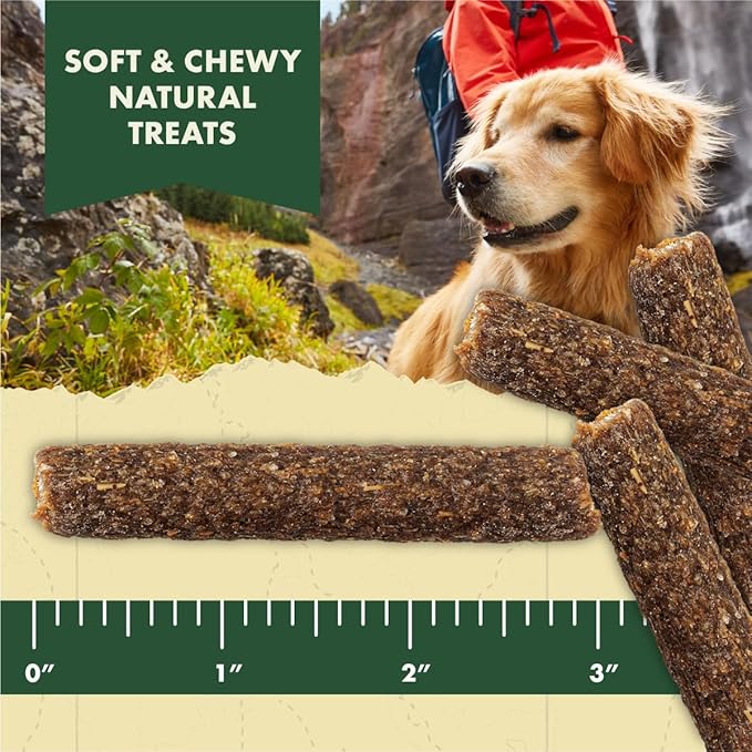 Zukes Adventure Sticks Beef and Bison Dog Treats, Natural Dog Treat Sticks - 6 oz. Pouch