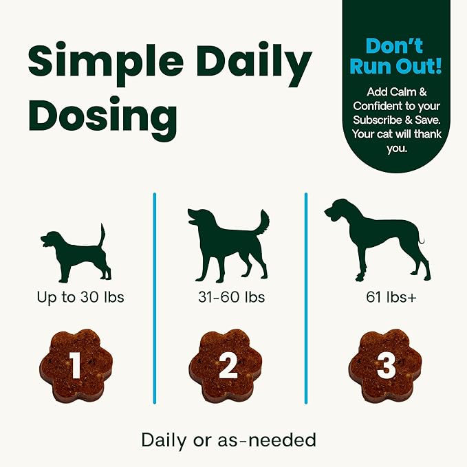 VetriScience Senior Calm & Confident Soft Chews with Colostrum and L-Theanine, Golden Years Calming, Cognition and Brain Health, Sundowners Supplement for Senior Dogs, Chicken, 60 Count
