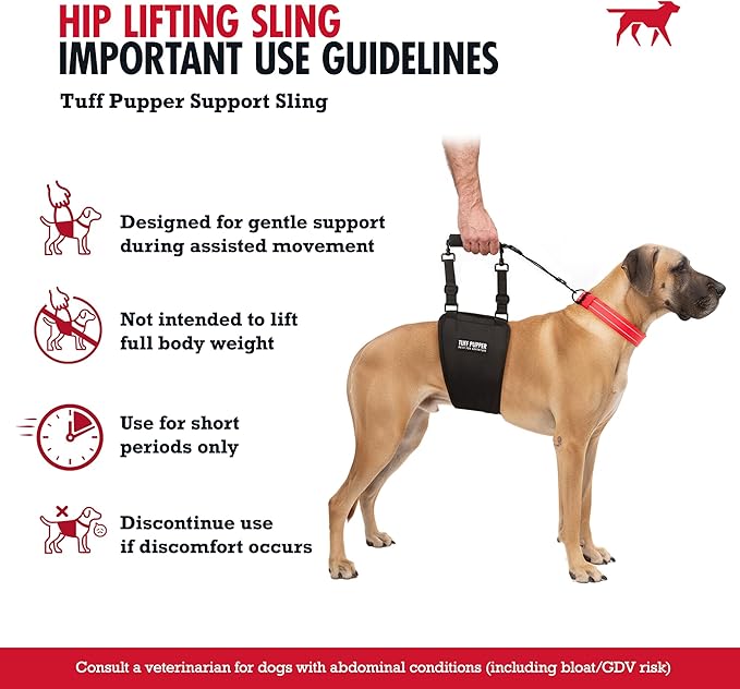 Tuff Pupper Dog Sling Hip Harness | Rear Lift Support for Senior & Injured Dogs | Adjustable Mobility Aid | Strong Padded Handle | Comfortable Design | Hip & Hind Leg Assistance (Tall, Male)