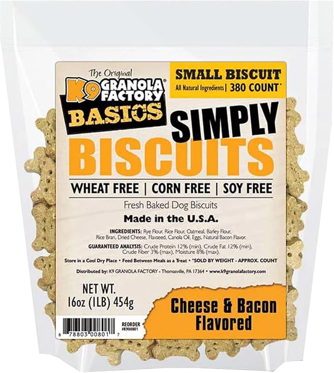 K9 Granola Factory Simply Biscuits with Cheese and Bacon, Small, 16 oz