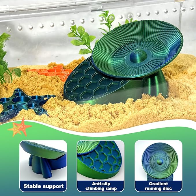 Hermit Crabs Running Wheel Toy with Climbing Platform, Hermit Crab Tank Accessories, for Hermit Crab Hamster Gerbils