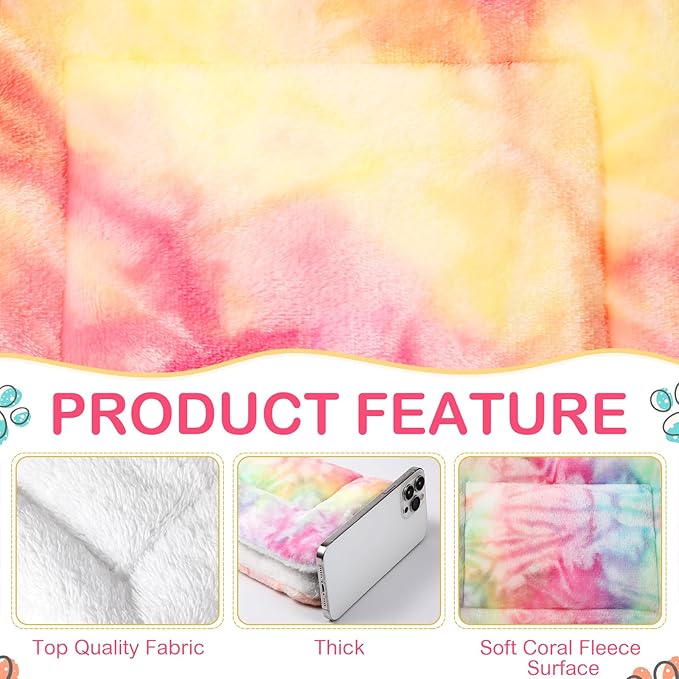 Haull 4 Pcs Waterproof Guinea Pig Bedding Guinea Pig Bed Plush Cage Liners Soft Rabbit Dog Crate Pad Cat Mat Reversible Cozy Animal Pee Pad Hamster Bunny Mat Accessory(Tie Dyed,13 x 18.5 Inch)