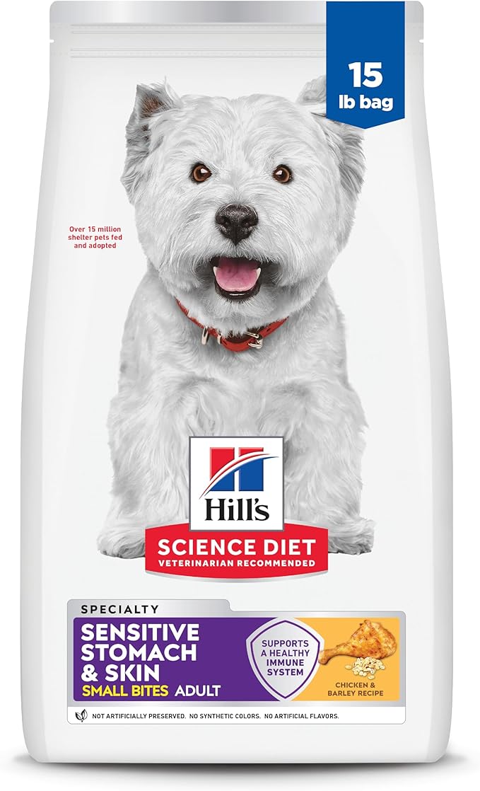 Hill's Science Diet Adult 1-6 Sensitive Stomach & Skin Small Bites Dry Dog Food, Chicken, 15 lb. Bag
