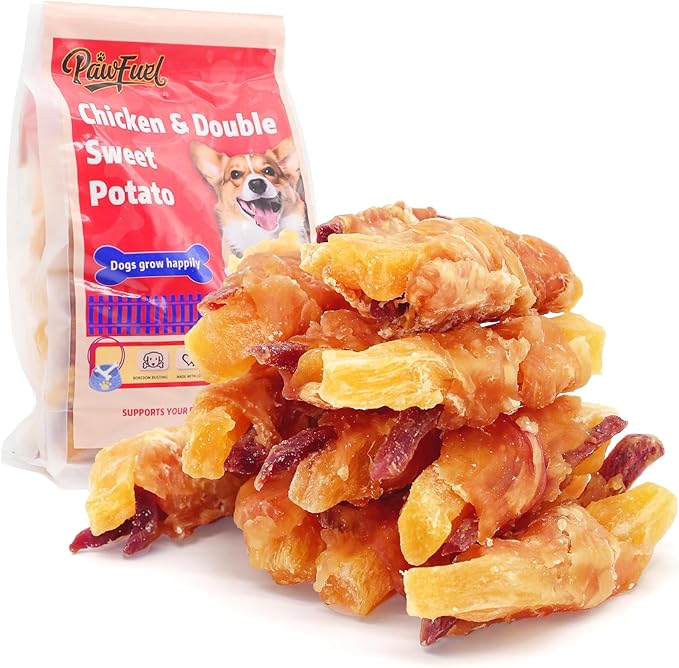 Dog Treats Chicken Wrapped Double Sweet Potato Containing 1% Taurine High-protein Dog jerky Meat Dry Dental Care Snack Suitable For Small, Medium Large Dogs For Eating Training Rewards. 14.11 Oz