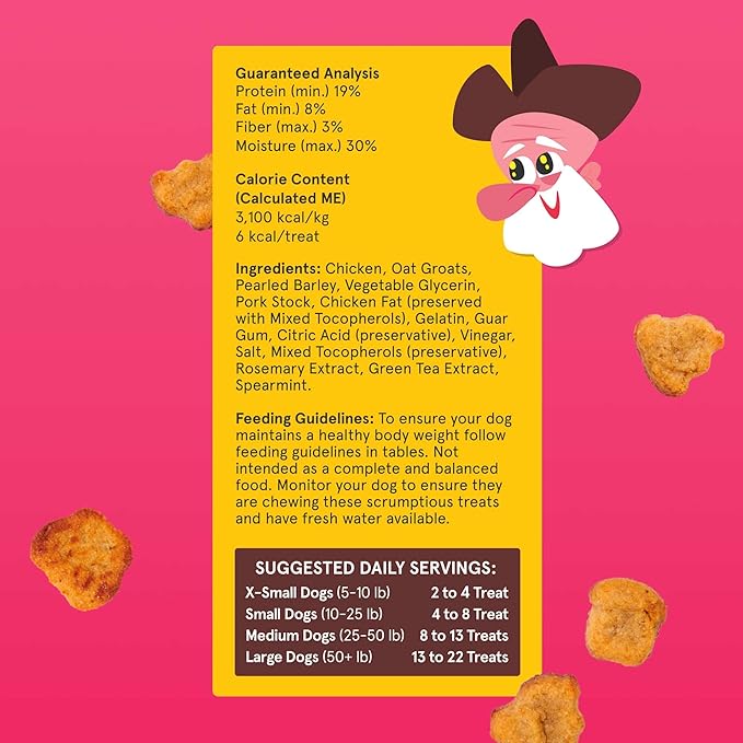 Barkbox Nuggy Yumz - Soft-Baked Chicken Nugget-Inspired Treats Packed with Protein, Nutritious Ingredients, and No Corn, or Soy - 24oz Bag