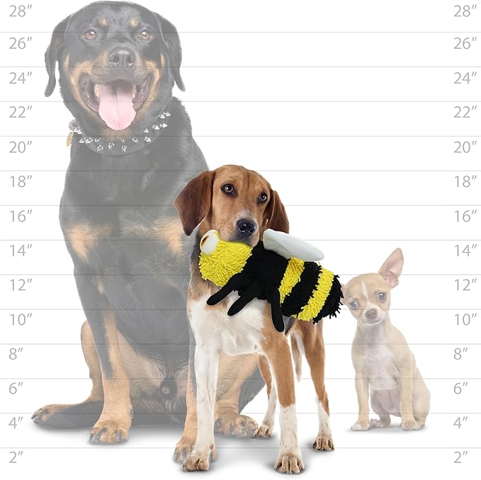 MIGHTY- Microfiber Ball - Farm – Made with Squeaker Balls and Minimal Stuffing. Strong & Tough. Interactive Play. Machine Washable & Floats (Bee, Medium 2 Pack)
