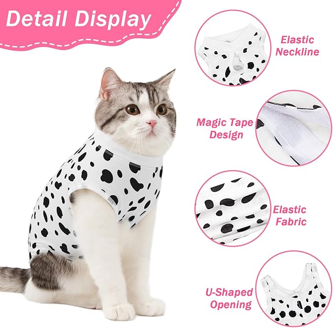 Cat Recovery Suit Female Cats Onesie for Cats, Breathable Cat Surgery Suit for Surgical Abdominal Wounds Skin Diseases, Cute Kitten Spay Recovery Suit E-Collar Alternative Anti Licking