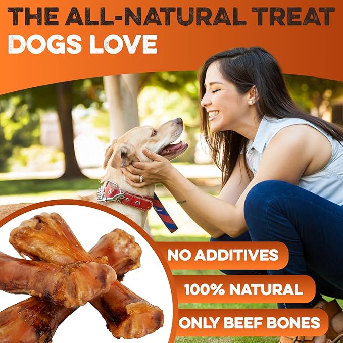 BRUTUS & BARNABY Shin Bones for Dogs – 100% USA-Sourced Beef Bones – Long-Lasting Chew for Large Breeds and Aggressive Chewers – Natural, High Protein, Dental Health Support, (3-pk) – Made in The USA