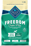 Blue Buffalo Freedom Grain-Free Dry Dog Food, Complete & Balanced Nutrition for Adult Dogs, Made in the USA with Natural Ingredients, Lamb & Potatoes, 11-lb Bag