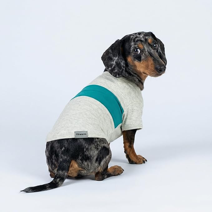 Fitwarm 3 Pack Color Block Striped Dog Shirt, Summer Dog Clothes for Small Dogs, Breathable Lightweight Pet Tshirt with Sleeves, Cat Outfit, Royal Blue, Gray, Teal, XL