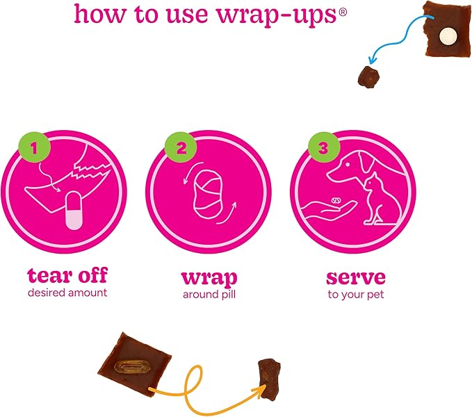 Stashios: Wrap-Ups: Pill Wrapper - Bacon Cheeseburger - 30 Servings Bag, Dogs & Cats, Treat Hides Any Size Pills, All Natural Limited Ingredients, USA