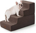 ABCPET Dog Stairs for High Bed, Dog Steps for Bed Couch Sofa, 35D Foam Extra Wide Pet Steps for Small Dogs and Cats, Pet Stairs with Non-Slip Bottom Brown, 4 Steps