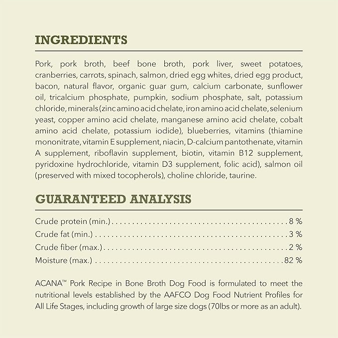 ACANA Premium Chunks in Bone Broth Grain-free Wet Dog Food Pork Recipe 12.8oz Cans (12 Count)