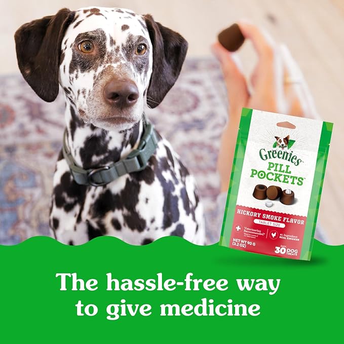 Greenies Pill Pockets for Dogs Small Size, Tablet Pill Treats for Dogs, Hickory Smoke Flavor, 3.2 oz. Pouch