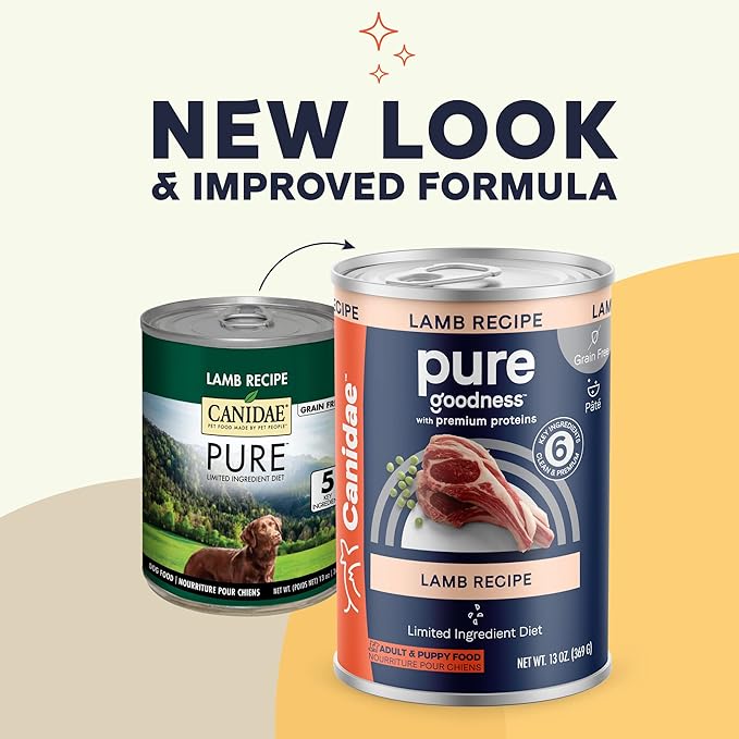 Canidae Pure Limited Ingredient Premium Adult Wet Dog Food, Lamb Recipe, 13 oz. (Case of 12), Grain Free