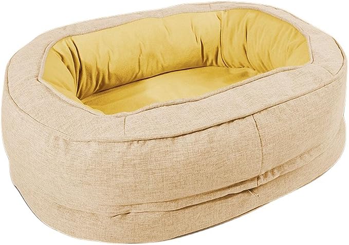 Dog Beds for Small & Medium Dogs, Memory Foam Dog Couch Bed with Washable Removable Cover, Bolster Pet Bed with Waterproof Lining Non-Slip Bottom, Soft Comfy Dog Sofa (Large,Yellow)