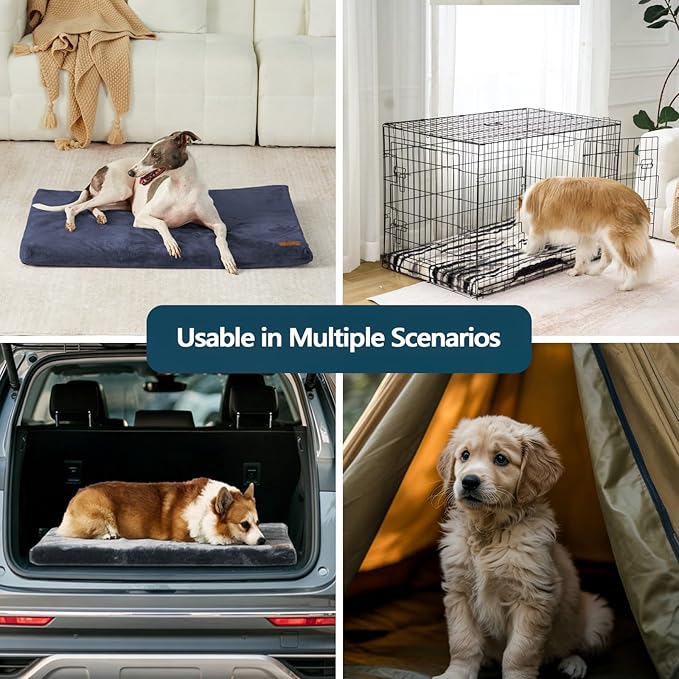 LIORCE Dog Bed Medium Size Dogs - 30-inch Dog Crate Pad with Removable Washable Cover and Waterproof Lining - Memory Foam Kennel Mat - Reversible Pet Bed (Cool & Warm), Dark Grey