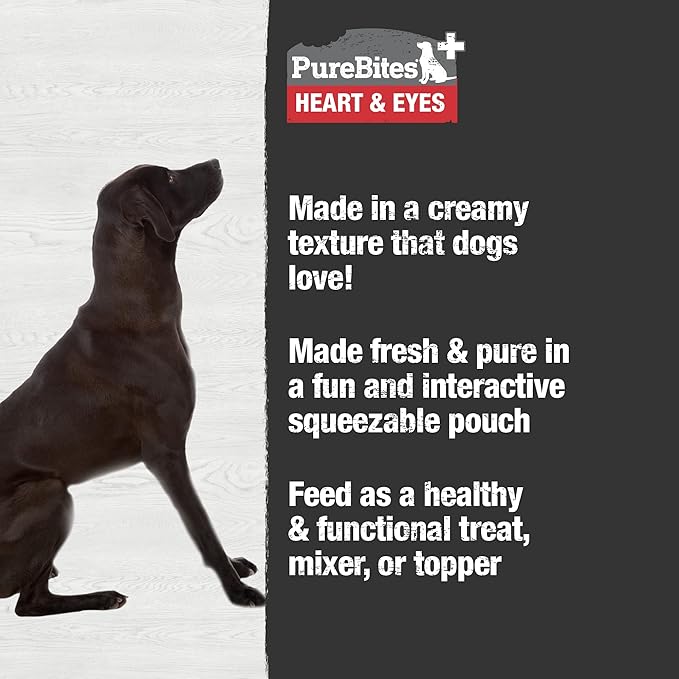 PureBites Plus Squeezables Dog Treat • Topper 71g | Heart & Eyes | 5 Ingredients | Case of 15