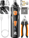Whisper Quiet Dog Nail Grinder with LED Light, Safe & Stress-Free for Sensitive Dogs of All Breeds & Sizes, 3 Grinding Bits, 3-Speed, Pet Nail Trimmers, Rechargeable Painless Grooming Kit