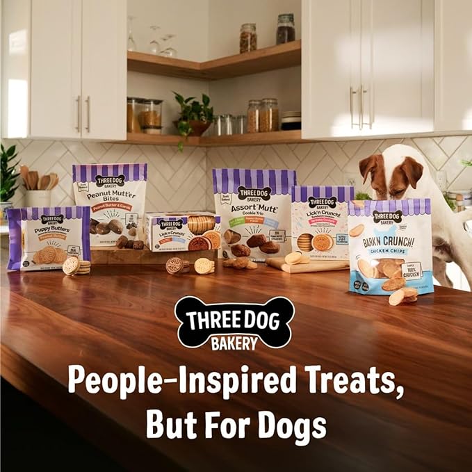 Three Dog Bakery Pupino’s Pizza Cookies for Dogs, Dog Treats with Real Ingredients, 16 oz