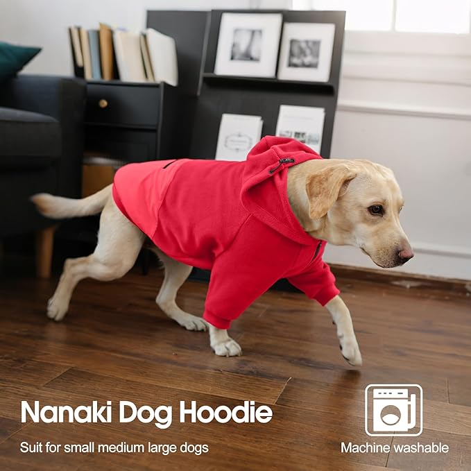 Nanaki Puppy Hoodies Dog Sweatshirts for Small Dogs-Cozy Fleece Sweater Pullover with Pocket for Bichon Frise, Warm Long Sleeve Chihuahua Jacket- Fall Winter Early Spring Indoor Outdoor Red, S