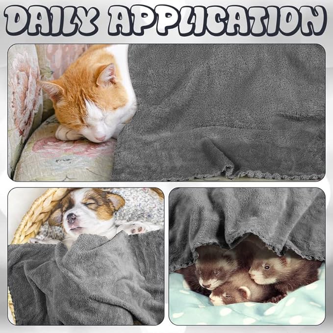 Newwiee 24 Pcs Guinea Pig Fleece Bedding Blankets Bulk Washable Small Animal Fleece Cage Liners Pet Wash Cloth Sleeping Mat Cover for Hamster Chinchilla Rabbit Hedgehog(14 x 30 Inch,Gray)