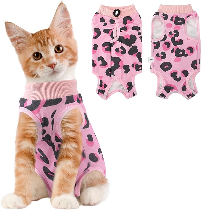 Coppthinktu Cat Recovery Suit Female, Breathable Cat Onesie After Surgery Female for Abdominal Wounds or Skin Diseases, Surgery Recovery Suit Kitten Surgical Onesie After Spay Wear Anti Licking