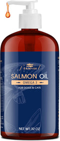 DANFISK Salmon Oil Formula with Omega 3, Fish Oil for Dogs Supplement, Skin & Coat Dog Oil, Itchy Relief, Immune Support for Joints & Heart, Food Topper, 32 oz