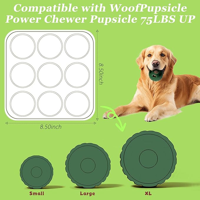 9Cavities Silicone Dog Treat Mold for Woof Pupsicle & Power Chewer Pupsicle, Frozen Dog Treat Molds for Making Refill Treats 75lbs & Up(Extra Large)