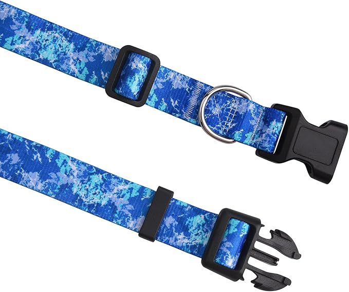 Dog Collar for Medium Dogs, Soft Comfy Pet Collar for Small Medium Large Dogs, Floral Pattern for Boy Girl Puppy Dogs(Camouflaga Blue,M)