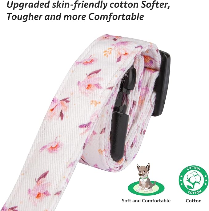 Cotton Handmade Dog Collar Cute and Distinctive Patterns White Flower with Pendant for Girl Boy Dogs Collars M