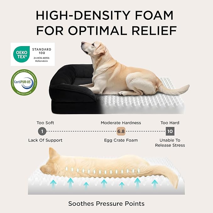 Bedsure Jumbo Orthopedic Dog Bed for Extra Large Dogs - Washable XLarge Dog Cat Bed Waterproof, Comfort Dogs Couch Sofa with Washable Removable Cover, Pet Bed with Nonskid Bottom, Black, 45"