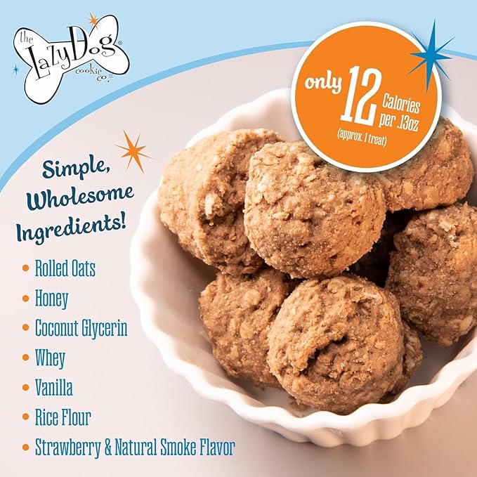 The Lazy Dog Cookie Co. Soft Dog Treats, Mutt Mallows Strawberry Smoochies, for Small, Medium and Large Dogs, Wheat-Free, Baked in The USA, 5 oz. (Pack of 3) Strawberry