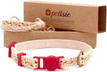Pettsie Breakaway Cat Collar & Matching Friendship Bracelet – Adjustable, Soft Cotton Collar for Cats, Quick-Release Safety Buckle, Lightweight, Stylish, Anti-Lost ID Tag, Red