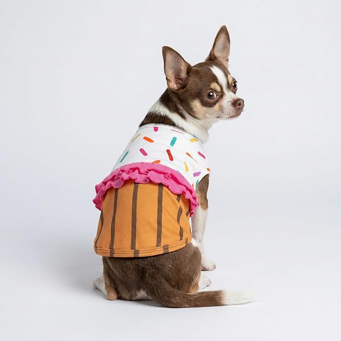 Fitwarm Halloween Dog Cupcake Costume, Funny Clothes for Small Dogs Girl, Pet Birthday Outfit, White, Pink, Brown, Large