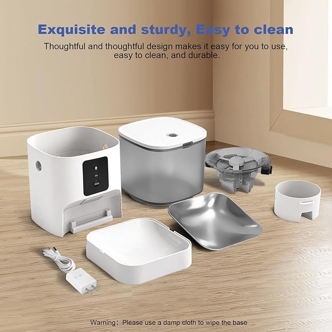 2.4G/5G Automatic Cat Feeder, 4L WiFi Food Dispenser with 10s Voice Recorder, Pet Feeder up to 10 Meals per Day, Timed Cat Feeder with Dry Food Sealed Ring (Matte White, 4.0 L)