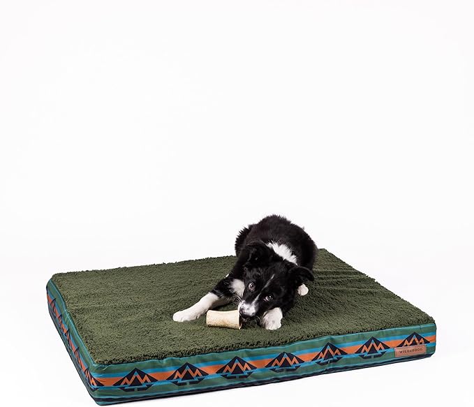 Wilderdog Orthopedic Memory Foam Dog Bed for Weightless, Full-Body Relaxation Featuring 2-Layer Premium Foam Core with Washable Sherpa Fleece Cover and Waterproof Liner and Textured Non-Slip Bottom