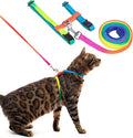 PUPTECK Adjustable Cat Harness and Leash Set Escape Proof Kitten Strap Collar for Walking Travel, Multicolor