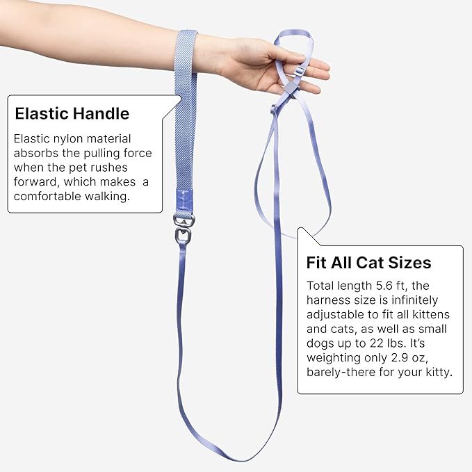 Cat Harness and Leash 2-in-1, Escape Proof Anti-Chocking Harness Adjustable Lighweight Leash for Walking Outoor Training for Kitten Small Large Cats Puppy, US IDA Bronze Award (Sierra Blue)